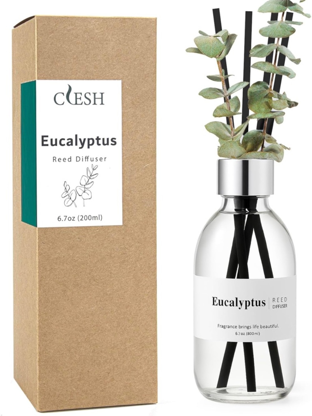 Reed Diffuser Set, 6.7 oz Eucalyptus Scented Diffuser with Sticks